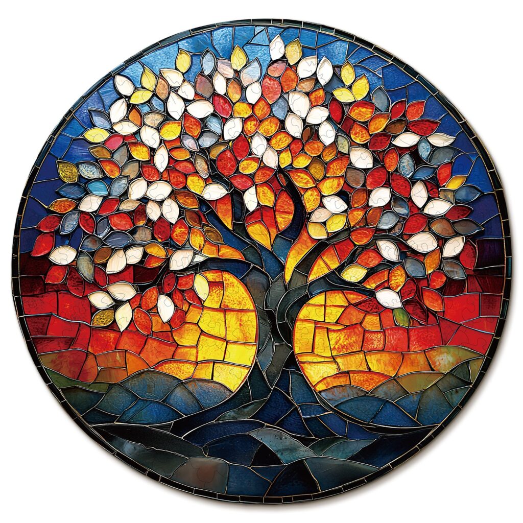 Wooden Jigsaw Puzzle – stained-glass Tree
