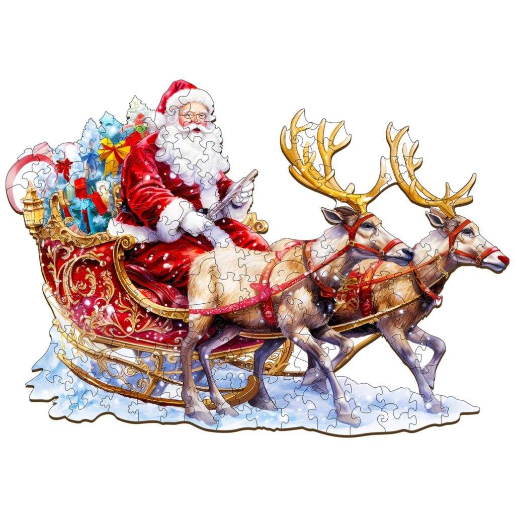 Wooden Jigsaw Puzzle – Santa and Rudolph